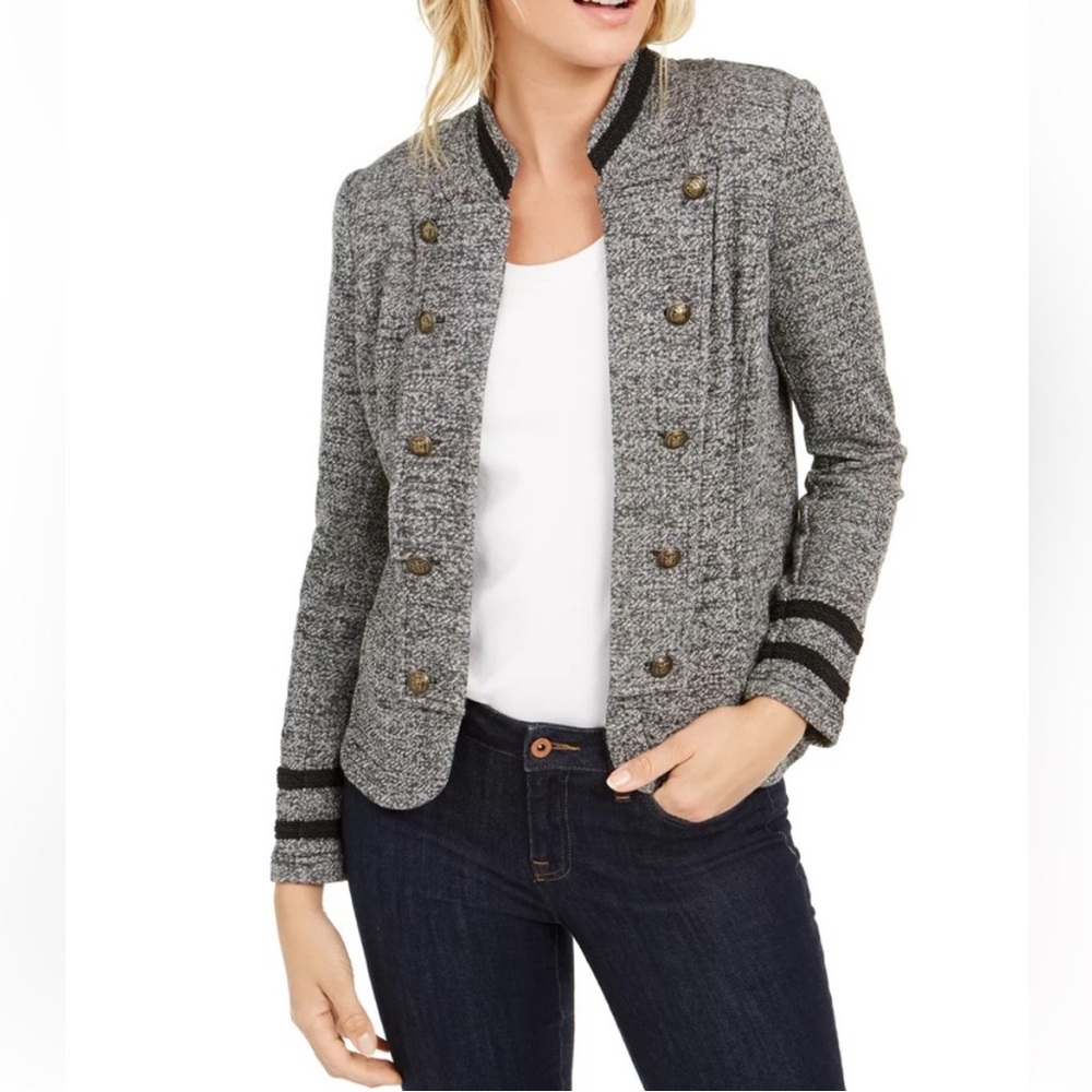 TOMMY HILFIGERWomen's Military Band Jacket size L gray/blk